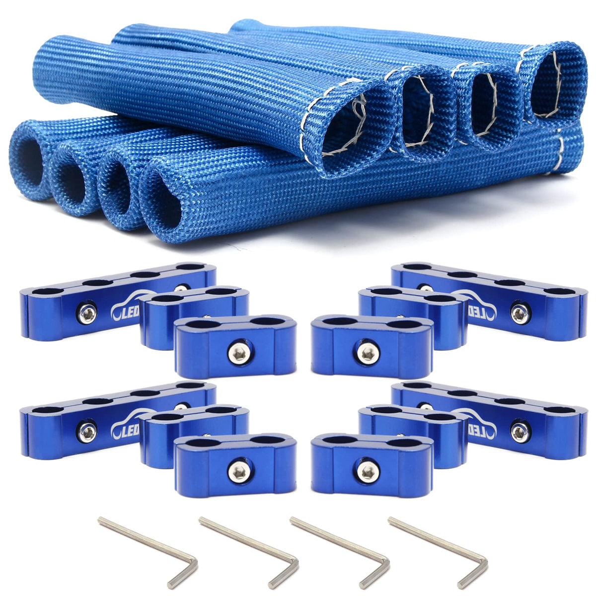 LEDAUT blue spark plug boot heat shield protects boots in high-heat areas