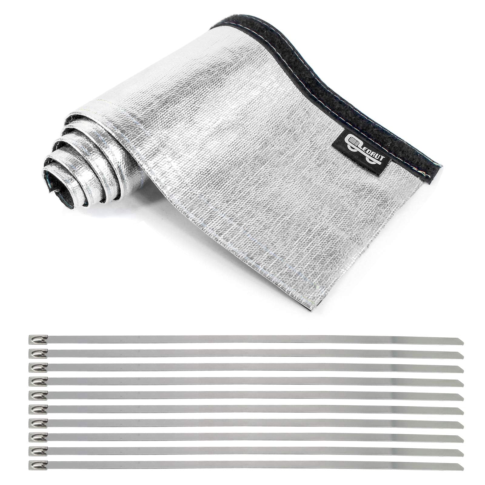LEDAUT heat shield sleeve with aluminized outer layer protecting engine wiring