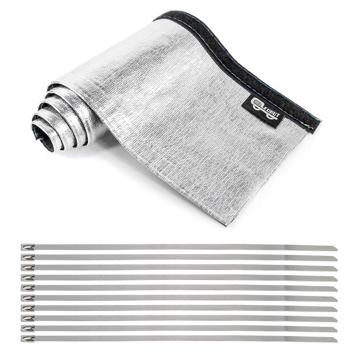 LEDAUT heat shield sleeve with aluminized outer layer protecting engine wiring