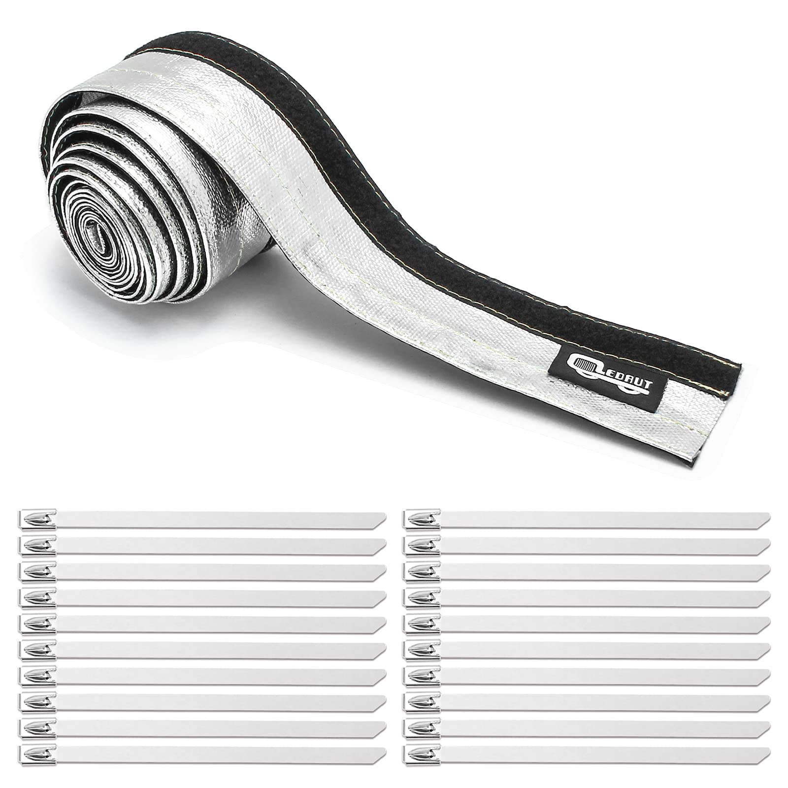 LEDAUT heat shroud aluminized sleeve protects wiring from extreme heat.