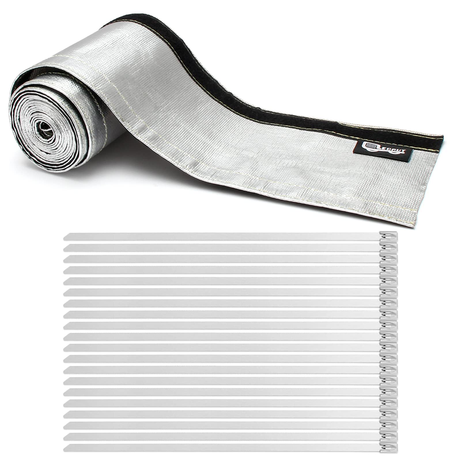 LEDAUT Heat Shroud aluminized sleeve protecting a fuel line from heat and grime
