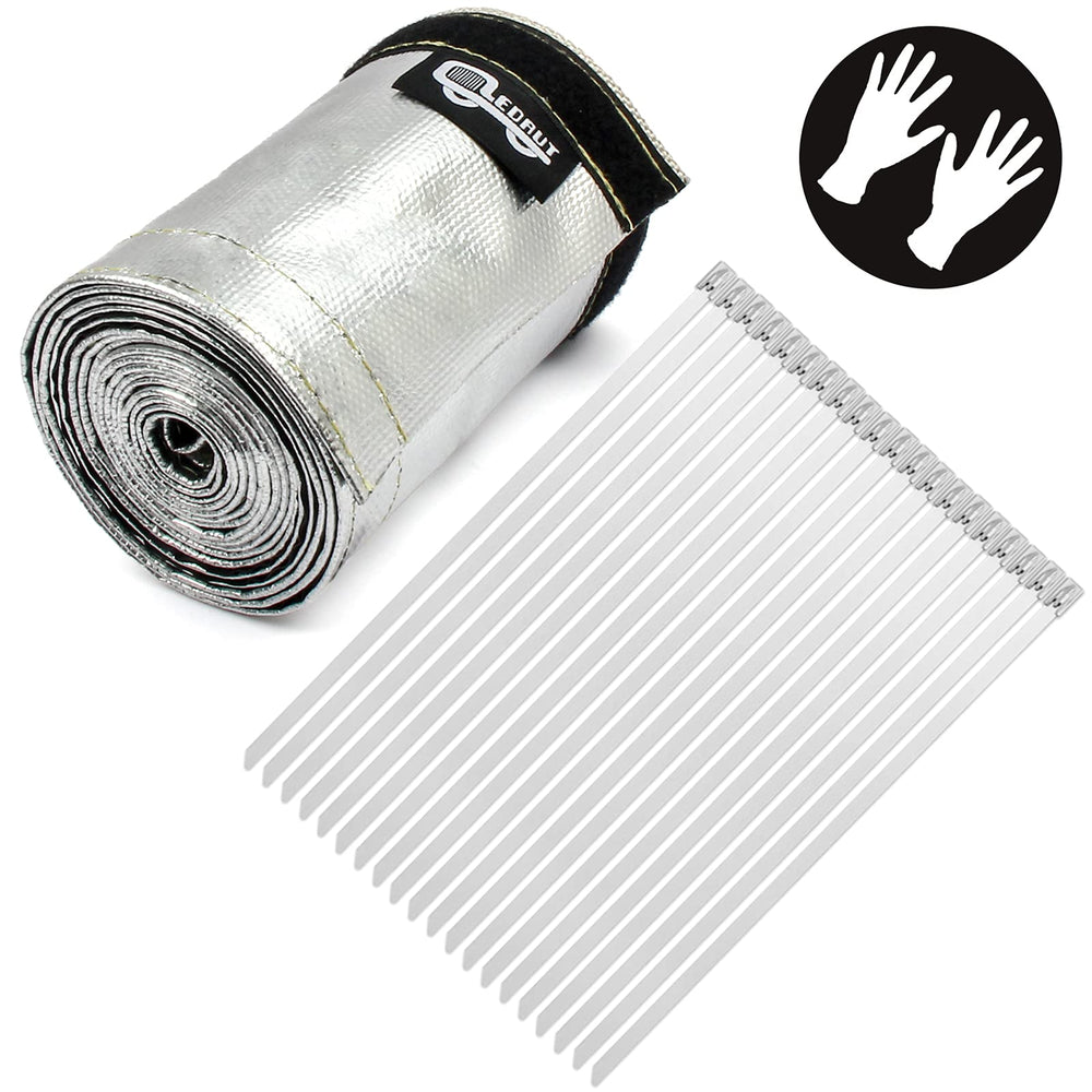 LEDAUT aluminized sleeve close-up shows durable heat resistance for engine wiring