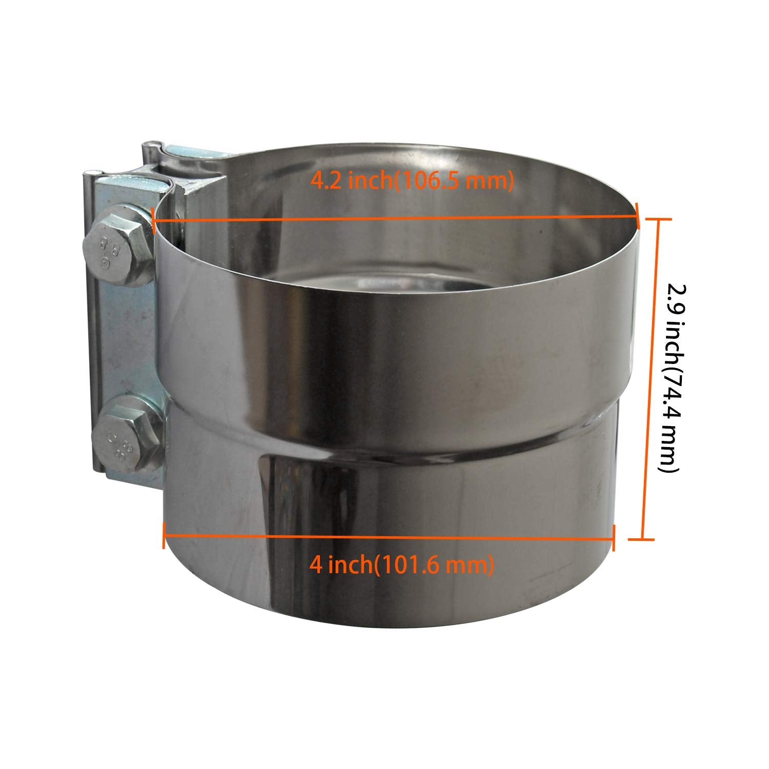 LEDAUT stainless steel exhaust clamp resists corrosion for durable connections.