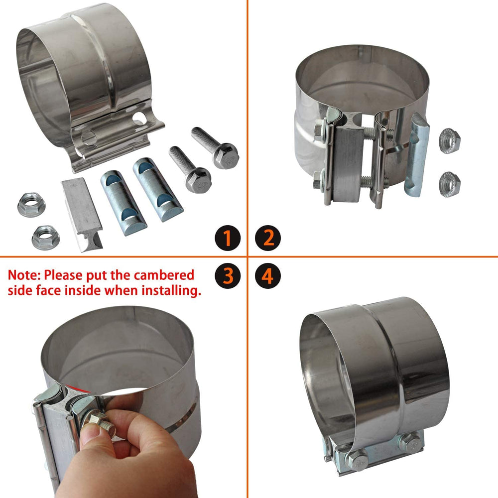 LEDAUT stainless steel exhaust band clamp maintains strong seals under heat.