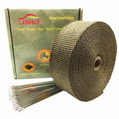 LEDAUT titanium exhaust wrap around header shows heat shielding potential.