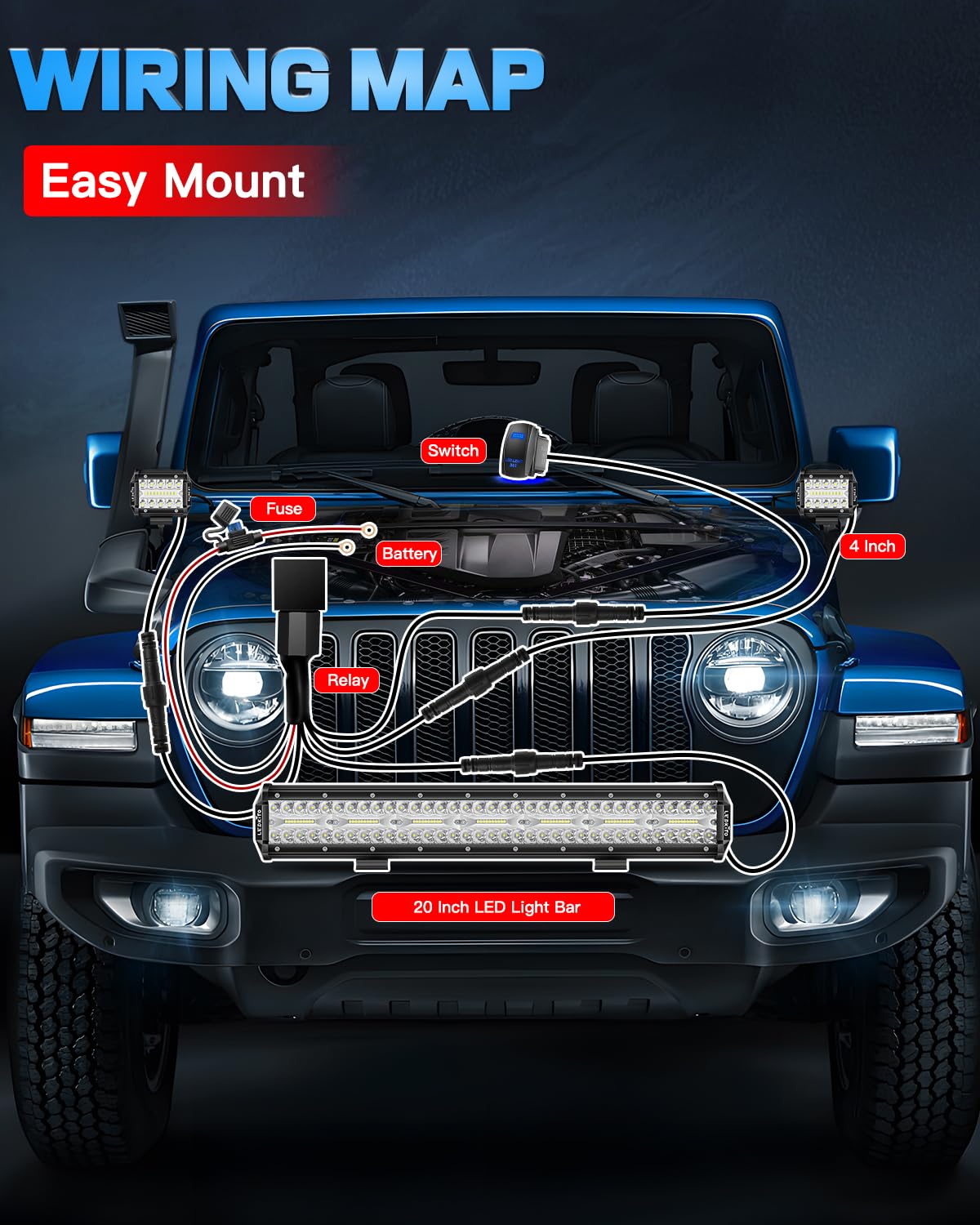 LEDKITO complete off-road lights kit box with all components