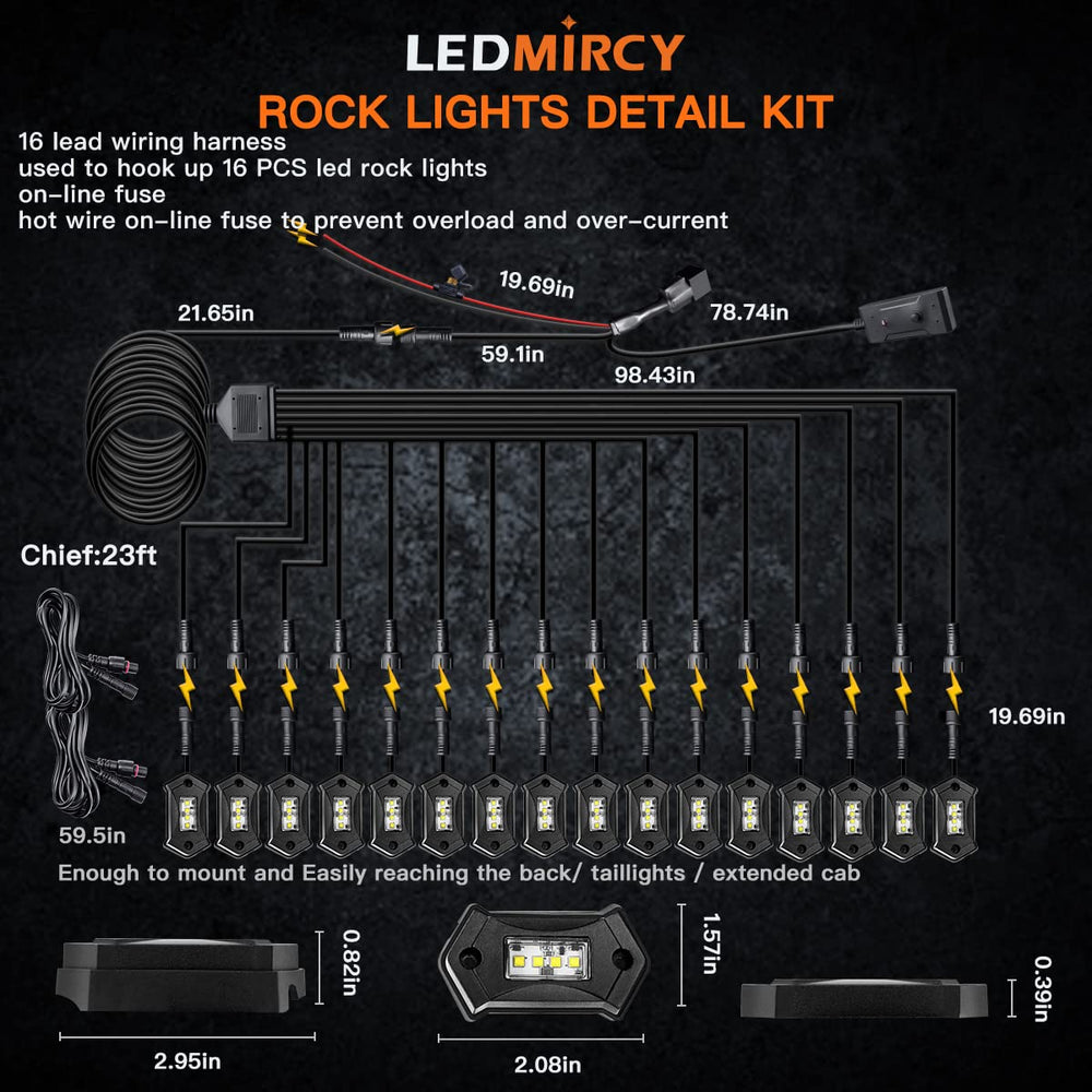 LEDMIRCY 180-degree beam provides broad underbody illumination for night trails.