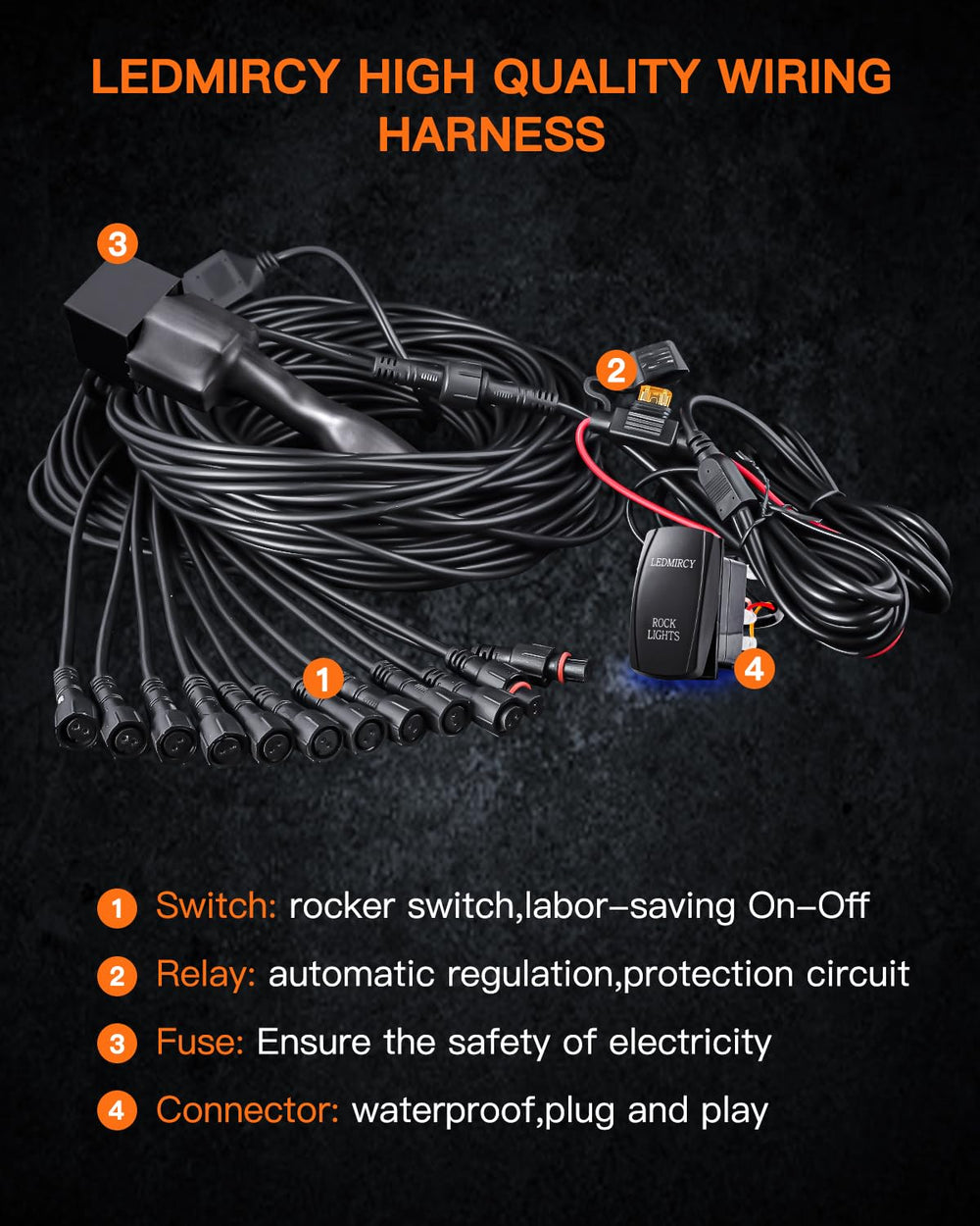 LED Mircy R1 rock light 12-light kit shows comprehensive ready-to-install package.
