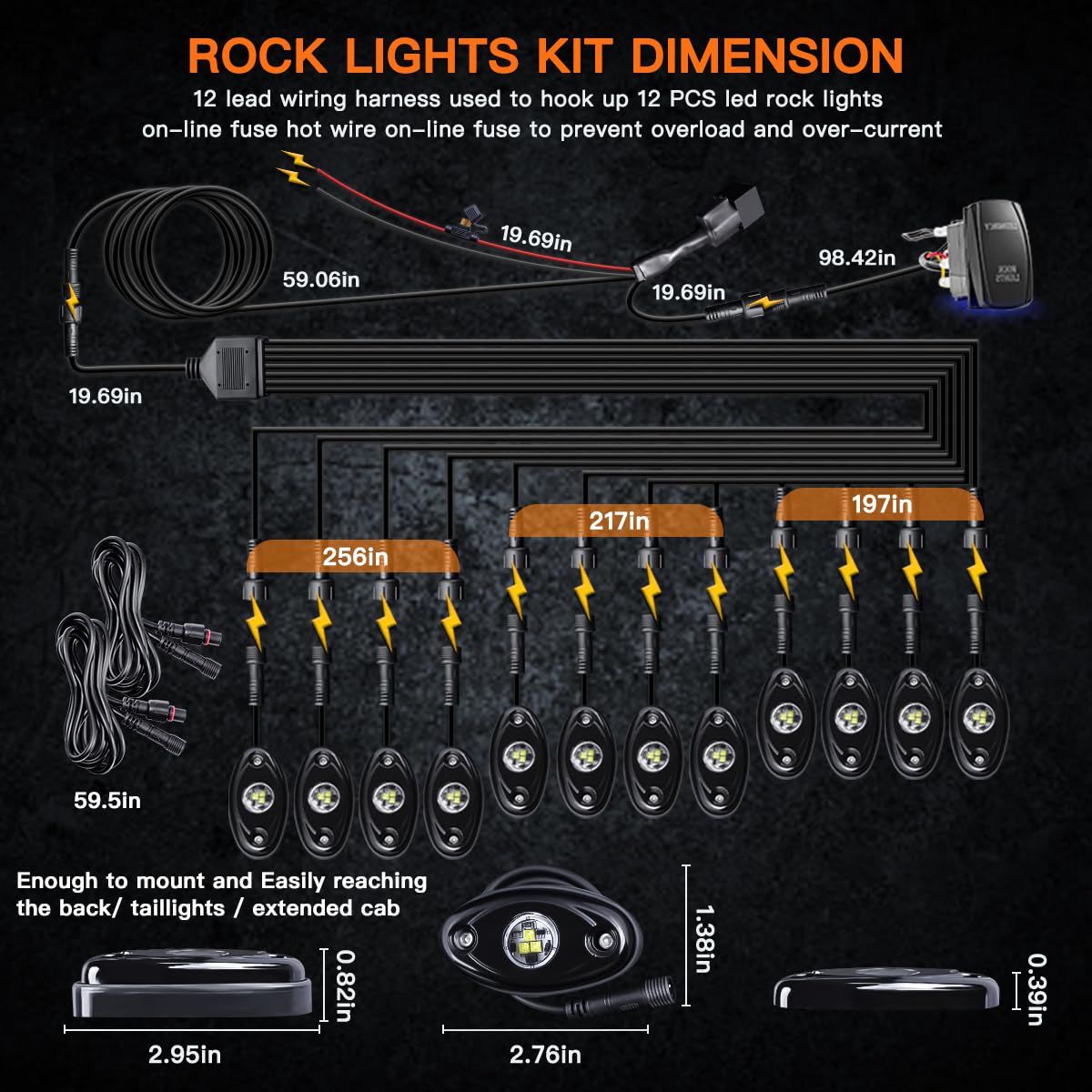 LED Mircy R1 rock light switch harness enables straightforward, secure installation.