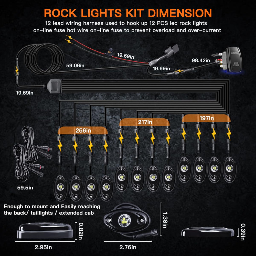 LED Mircy R1 rock light switch harness enables straightforward, secure installation.