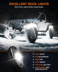 LED Mircy R1 rock light underbody view illustrates even illumination across trails.