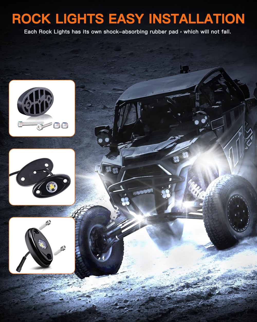 LED Mircy R1 rock light waterproof build withstands mud, rain, and harsh environments.