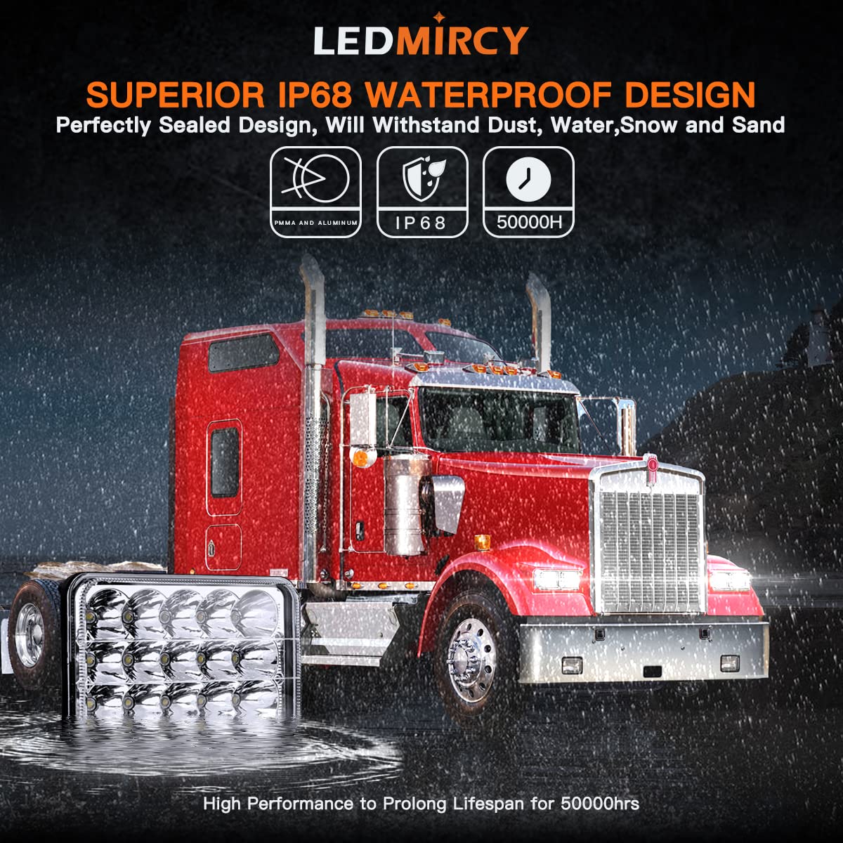 LEDMIRCY rectangular 45W LED light core with heat sink