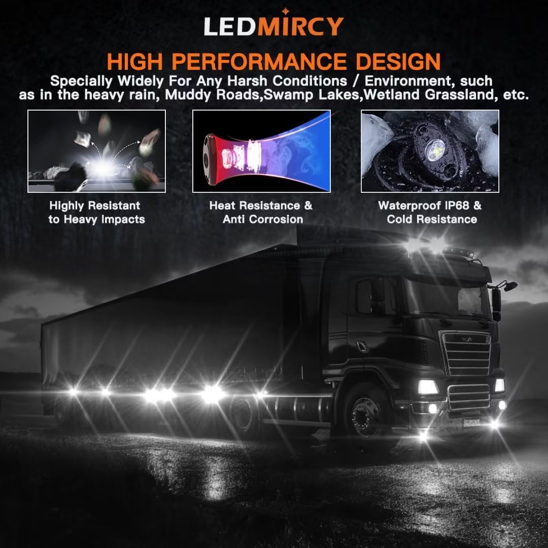 LEDMIRCY Underbody rock lights show 180° tilt and impact-resistant lens