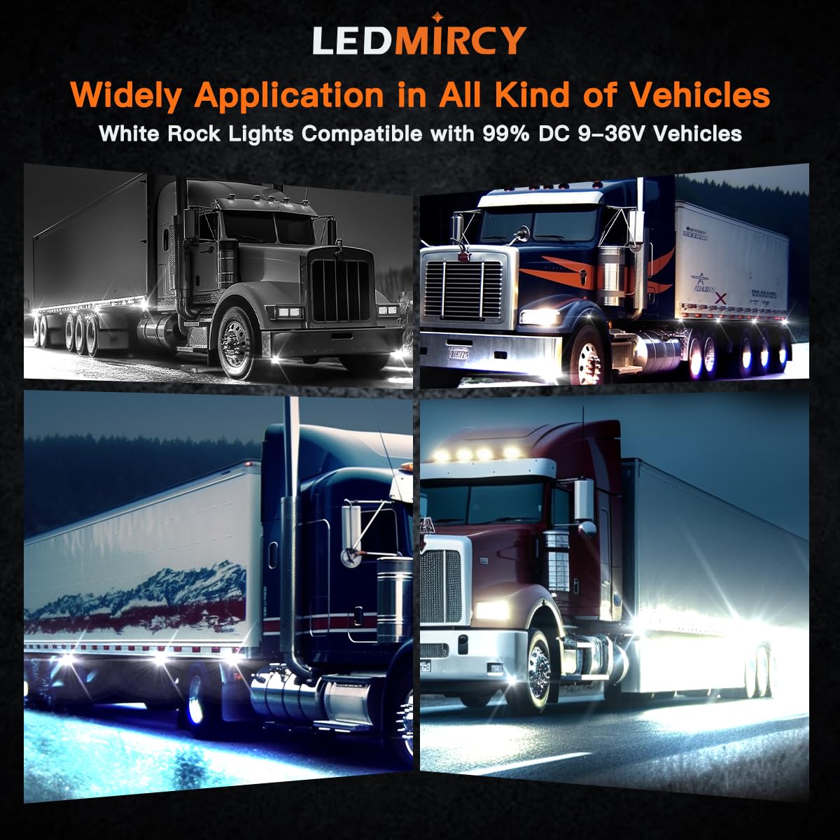 LEDMIRCY rock lights compatible with 9-36V DC vehicles