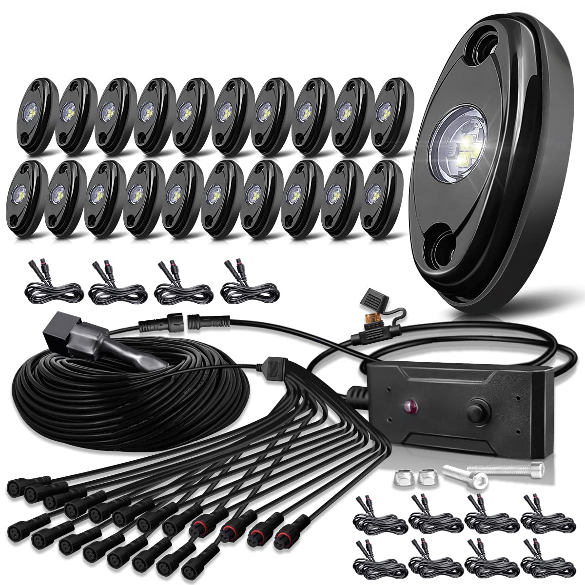 LEDMIRCY White Rock Lights R1 with 6000K beams for off-road visibility