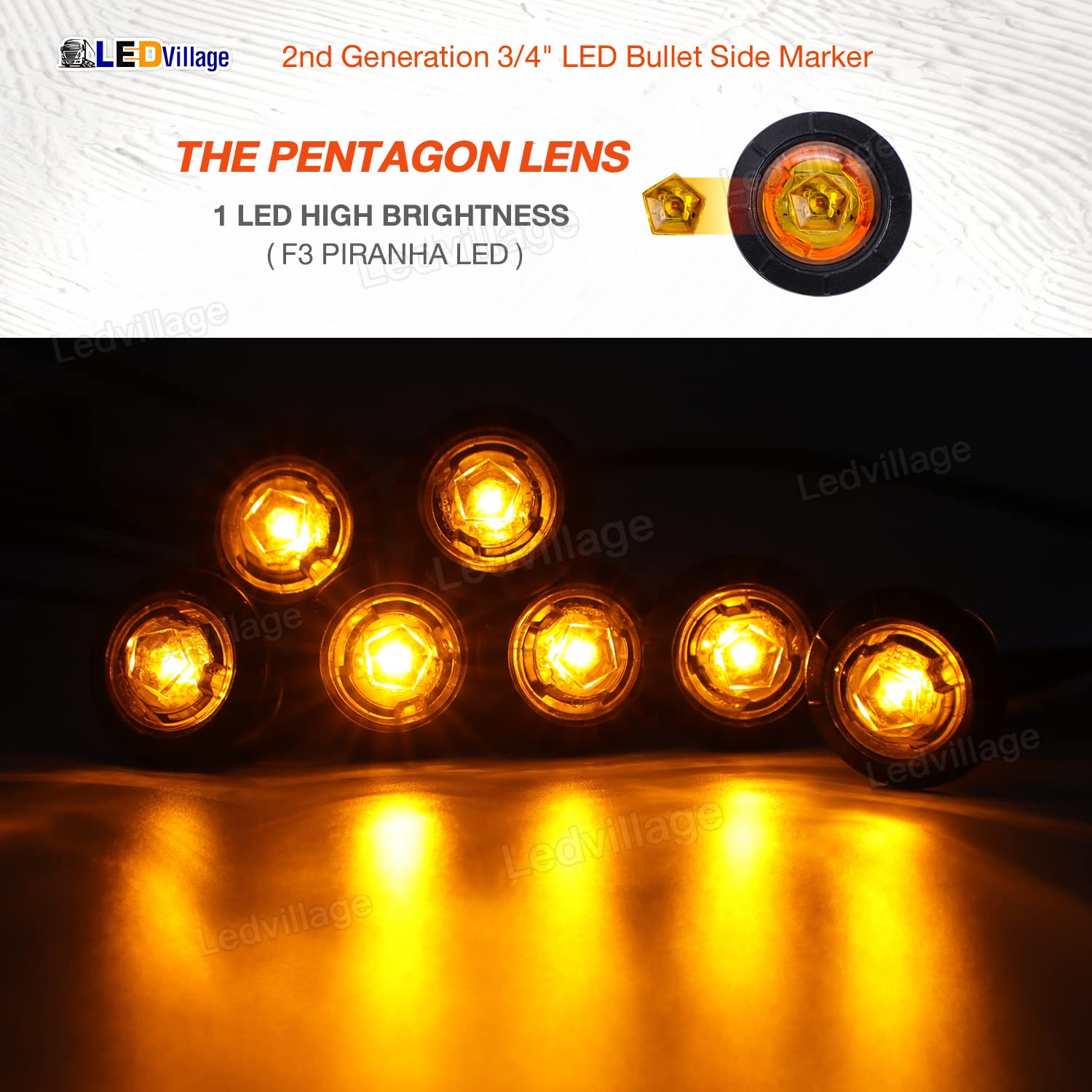 LedVillage 150lm brightness marker light illuminates signaling on the road.