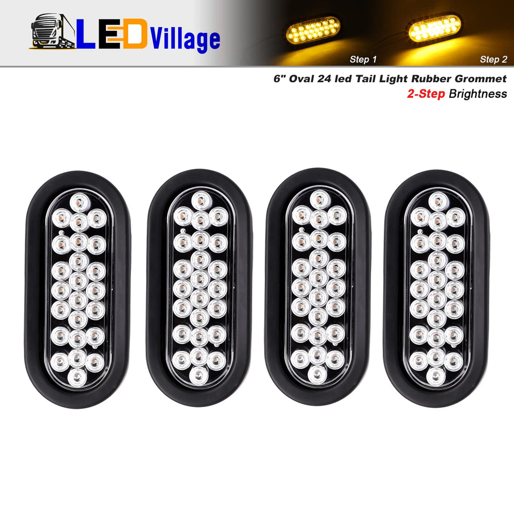 Ledvillage 6-inch amber oval marker close-up shows 24 LEDs brightness.