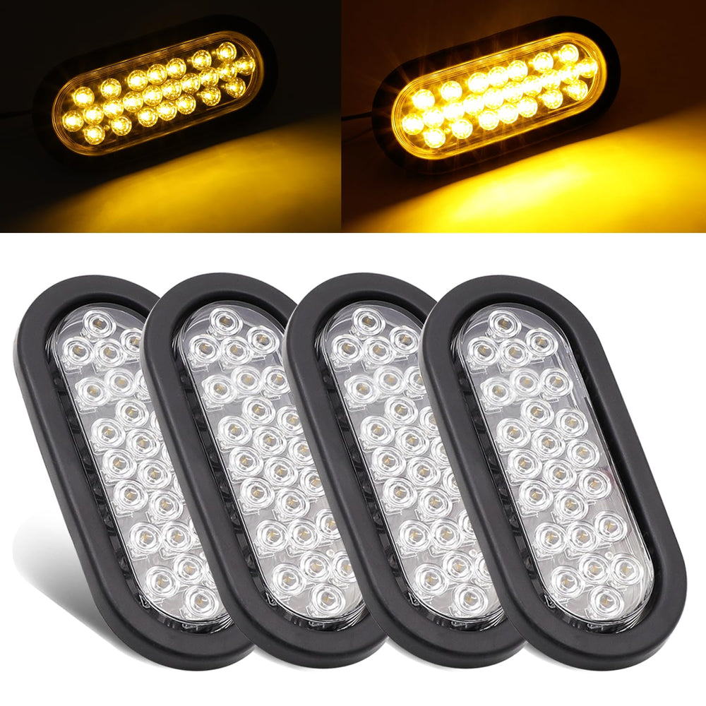 Ledvillage 6-inch clear lens amber oval marker front view for trailer visibility.