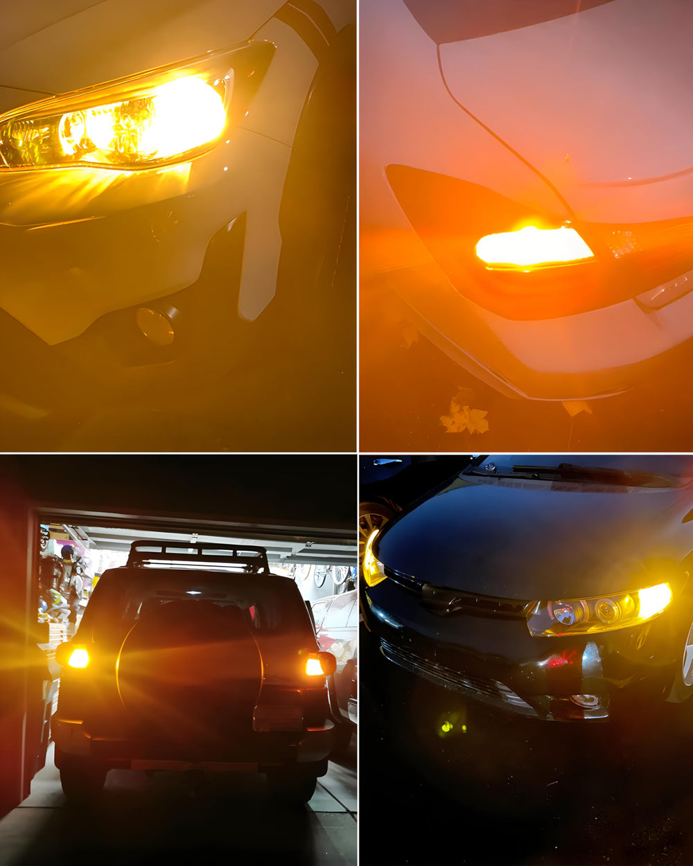 LEDYOTRY amber 3157 LED bulb shown in multi-signal use on a vehicle