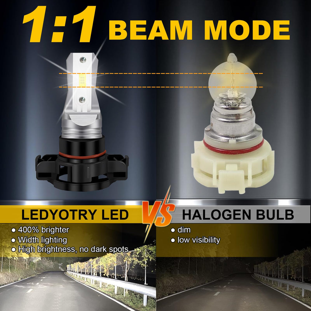 LEDYOTRY PSX24W 6000K xenon white output for crisp, daytime-like visibility.