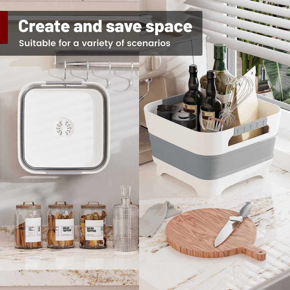 Leemeimei collapsible dish basin 9L fits family needs while traveling.