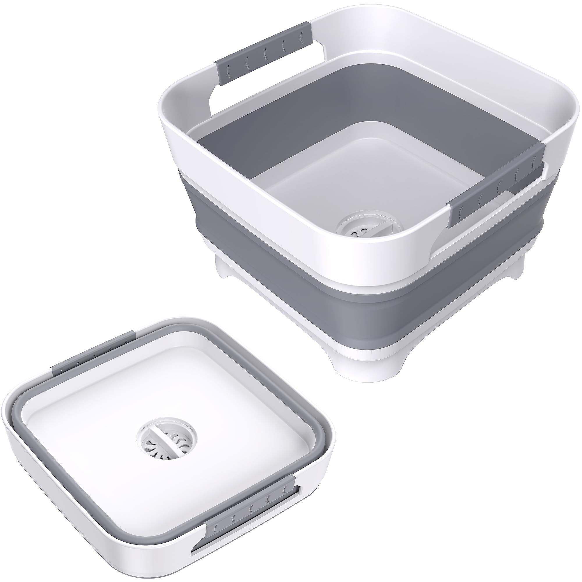 Leemeimei collapsible dish basin folded compact for easy storage and travel.