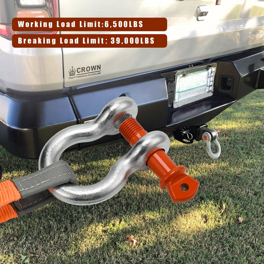 Leero heavy-duty shackles ideal for Jeeps, trailers, ATVs during off-road recovery.