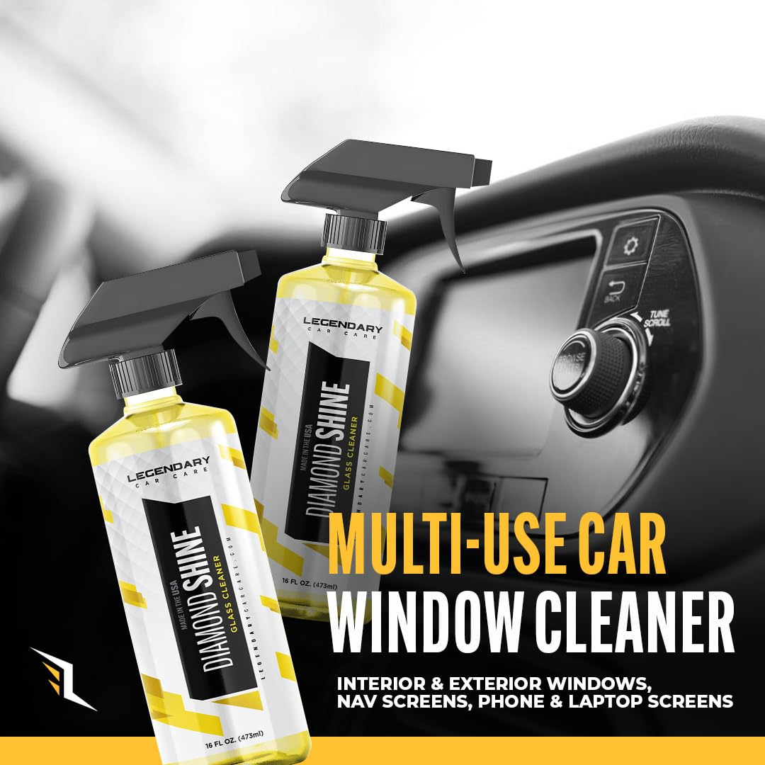 Interior and exterior glass cleaning with Legendary Glass Cleaner on mirrors and more.