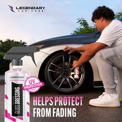 Legendary Gloss Dressing plastic restoration on trim for refreshed exterior details.
