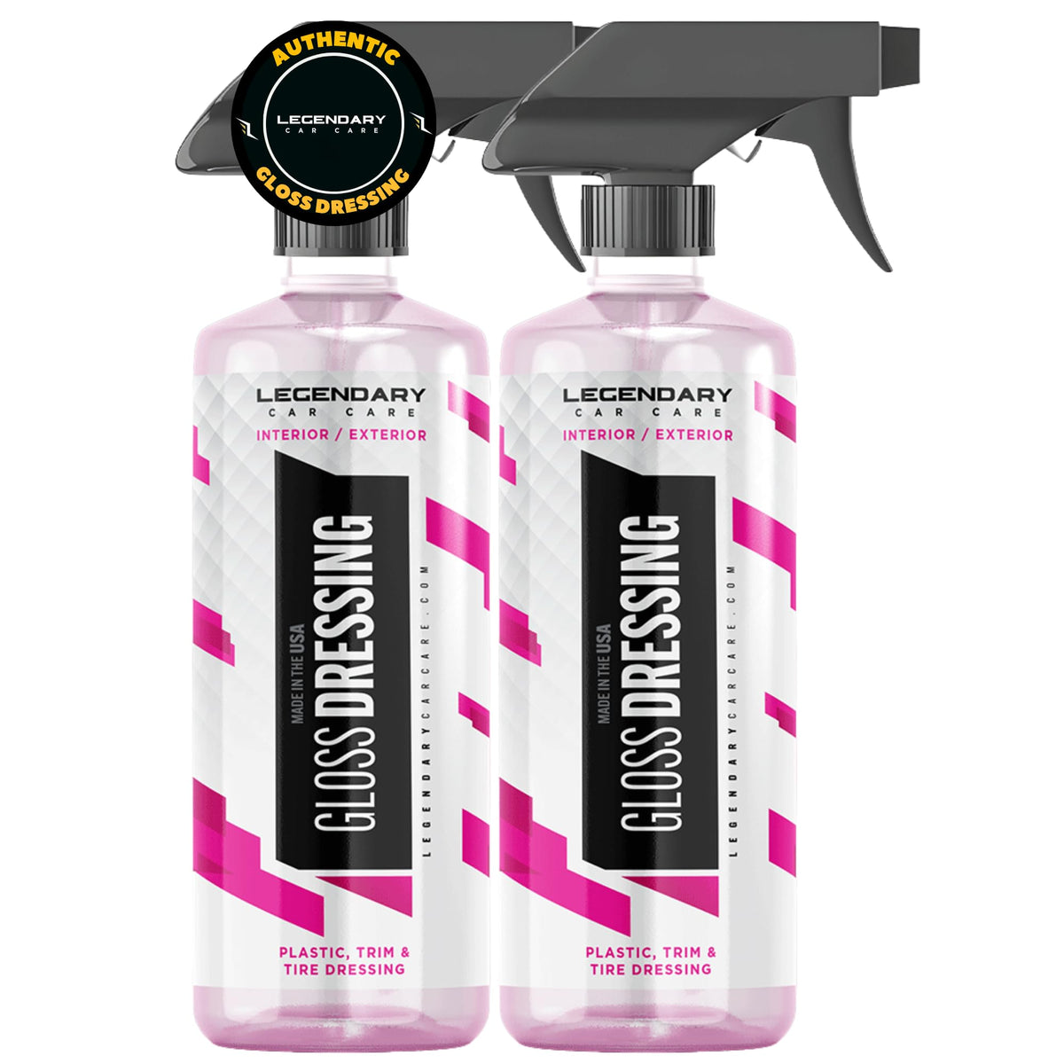 Legendary Gloss Dressing tire shine on a clean tire, non-greasy finish.