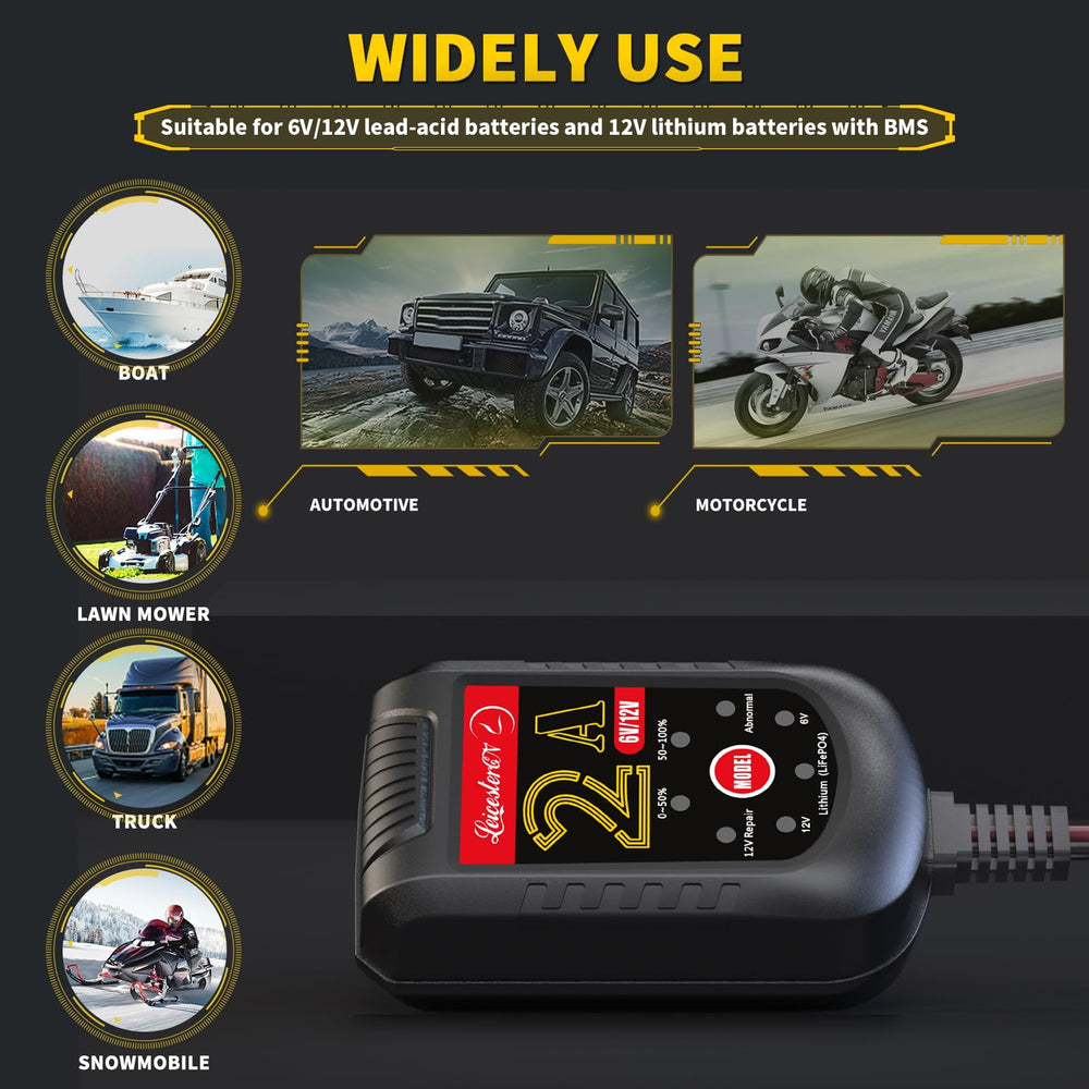 LEICESTERCN battery charger LED indicator showing status and health at a glance