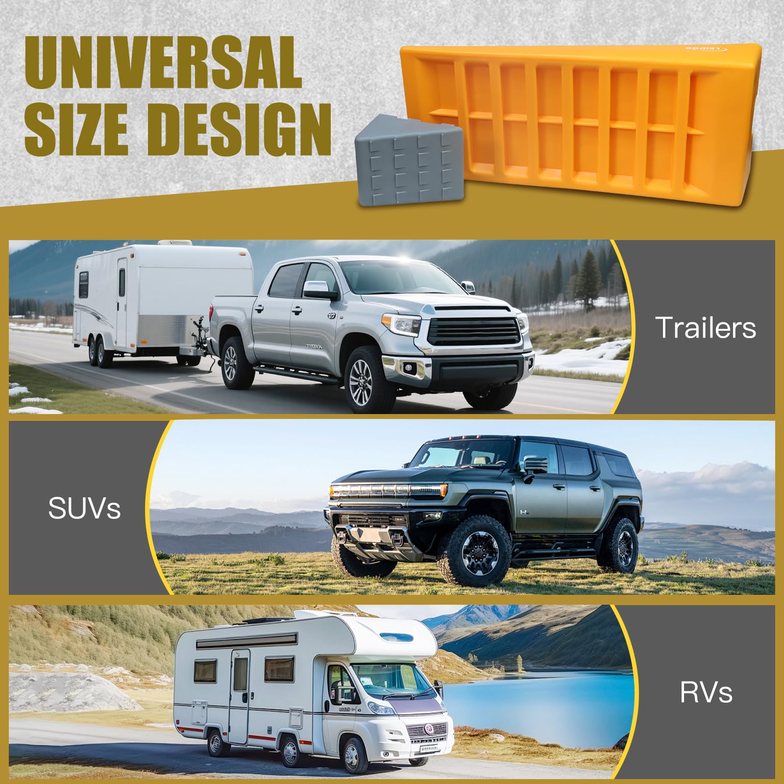 LEIDGG camper and motorhome leveling blocks provide a solid base for safety