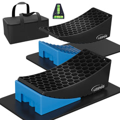LEIDGG RV leveling blocks front view showing stable leveling for campers
