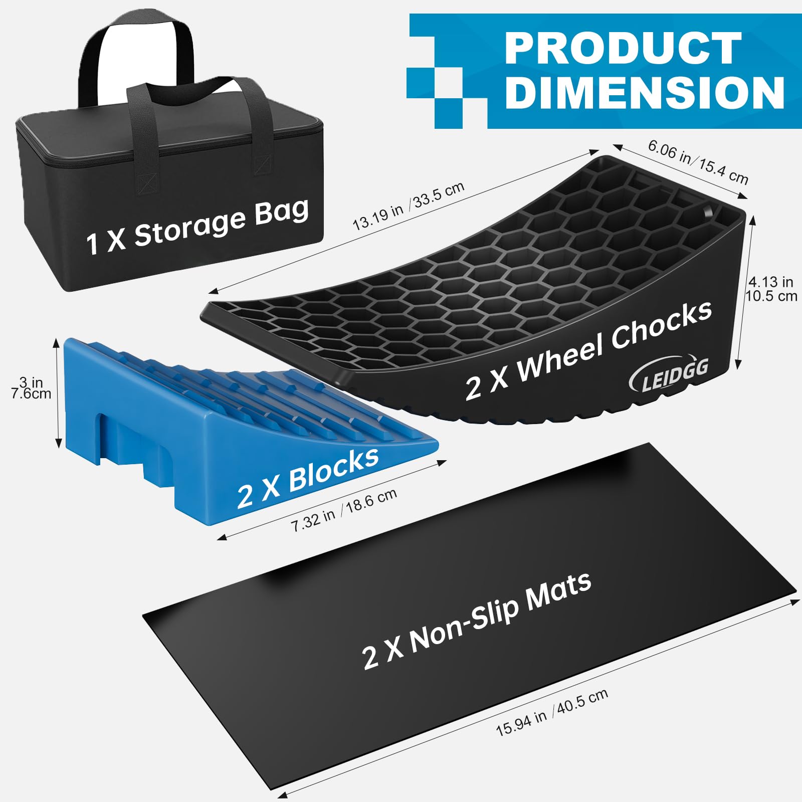 LEIDGG anti-slip mats with leveling blocks for extra stability on uneven ground