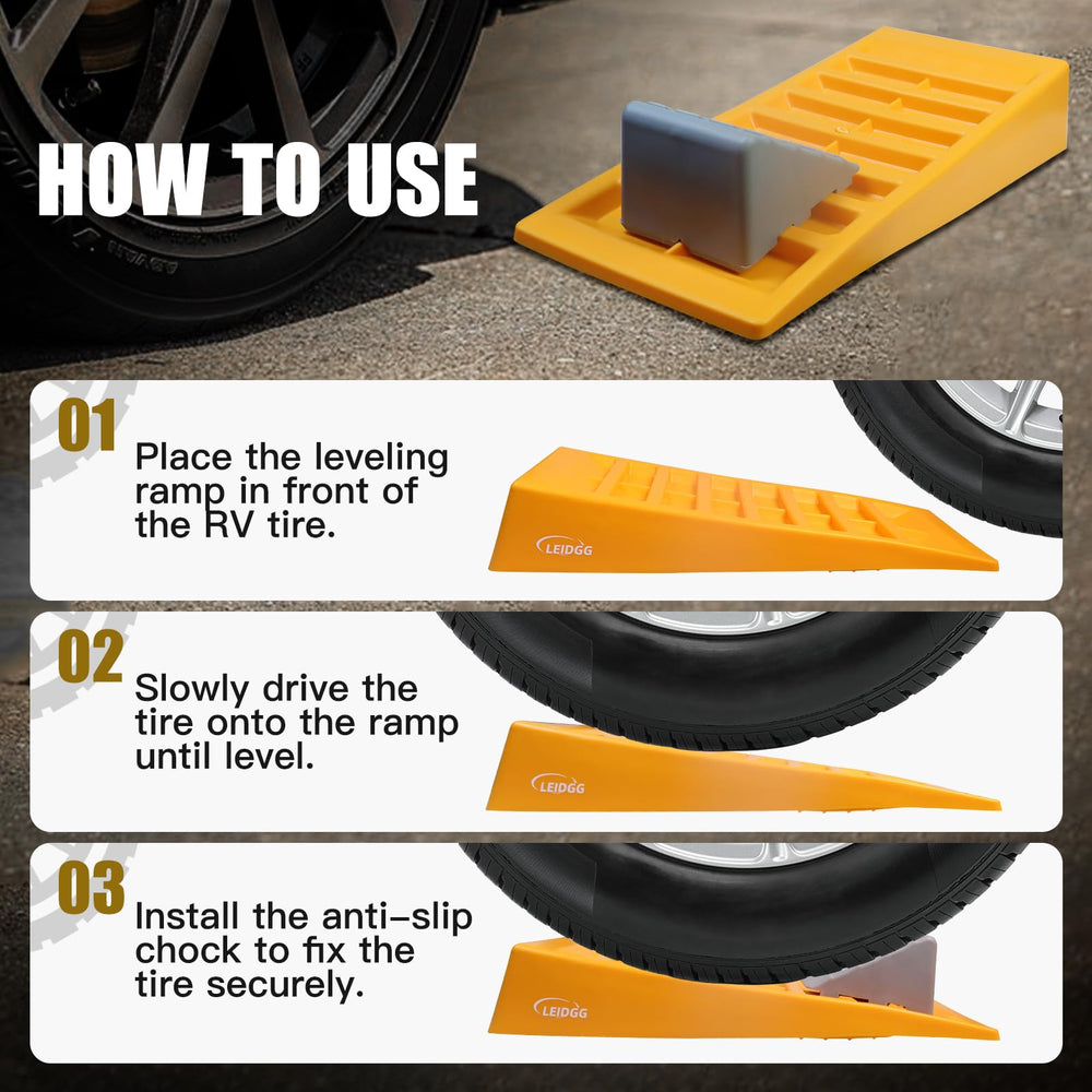 LEIDGG travel trailer leveling blocks simplify setup on uneven campsites