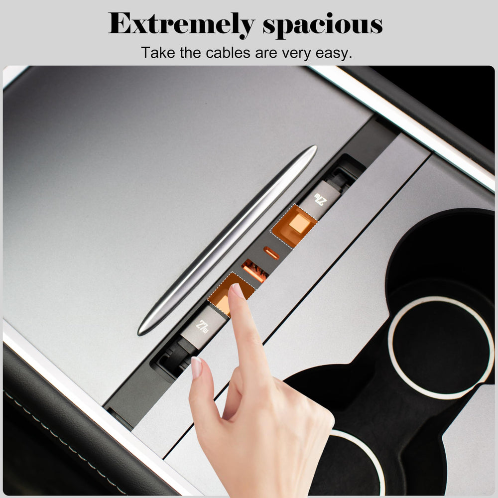 Sliding aluminum cover provides quick access without affecting console lighting.