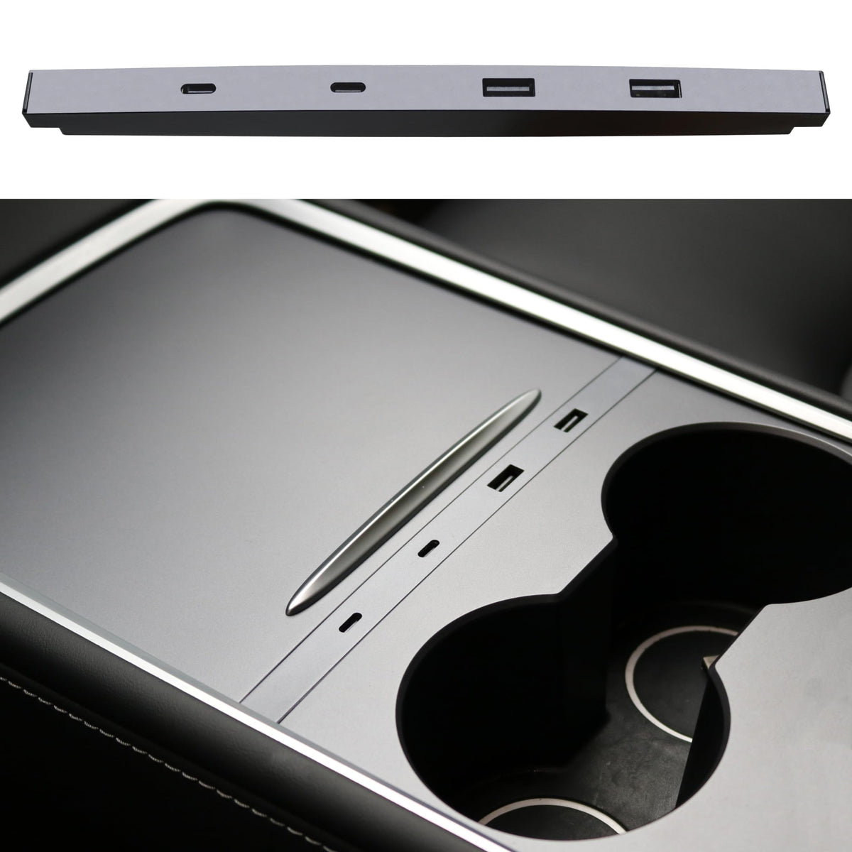 Leikaendi Tesla center console integrates seamlessly for a clean cabin look.