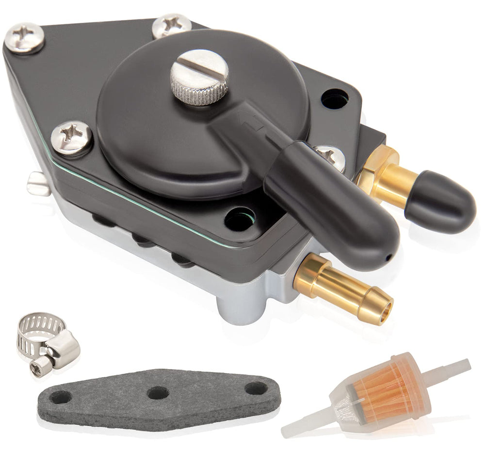 LEIMO KPARTS 438559 fuel pump front view for reliable starts on Johnson Evinrude outboards