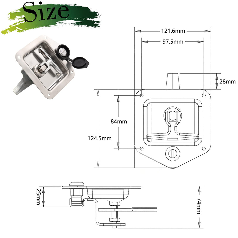 LEIMO KPARTS cam-adjustment range image; adapts door thickness from 1-1/4 in to 2 in.