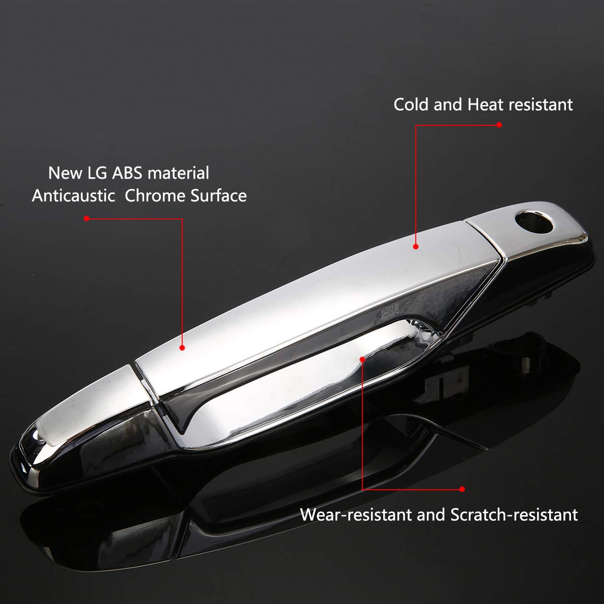 LEIMO KPARTS exterior door handle chrome set close-up showing LH and RH included