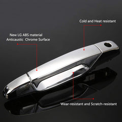 LEIMO KPARTS exterior door handle chrome set close-up showing LH and RH included