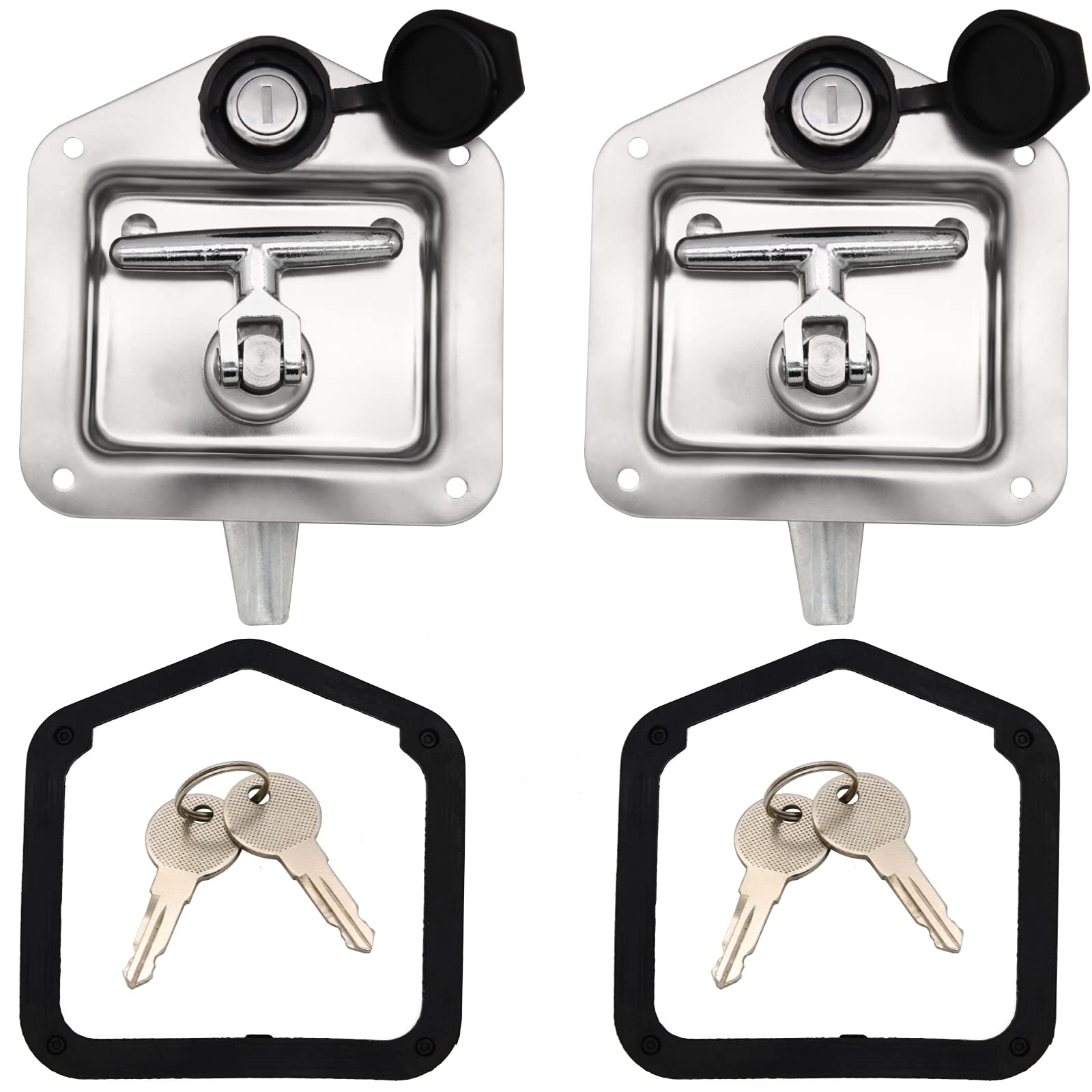 LEIMO KPARTS T-Handle Latch front view; rugged stainless steel for heavy-duty storage.
