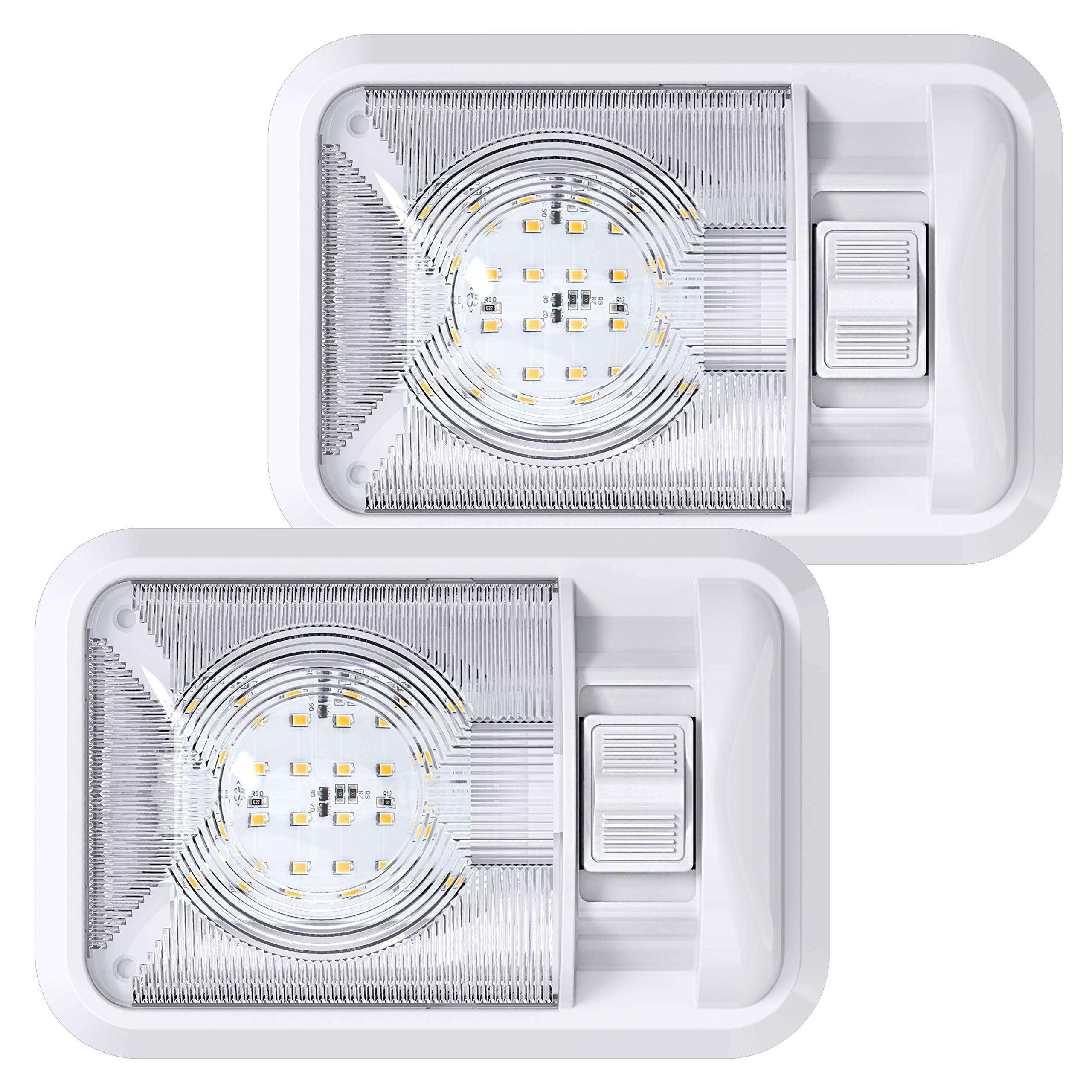 Leisure LED 2-pack RV dome light installed on ceiling for energy-efficient illumination