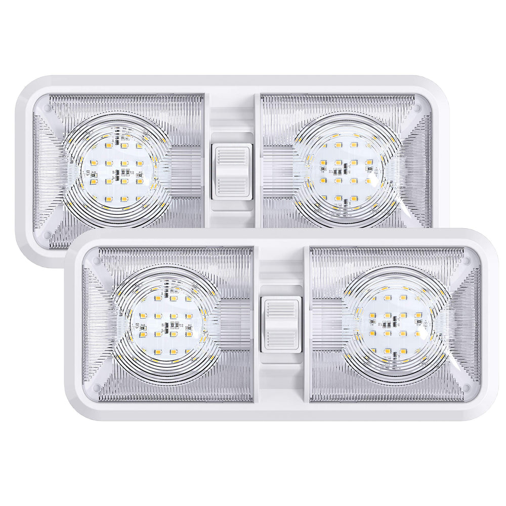 Leisure LED 2-pack RV ceiling dome light front view showing energy-efficient illumination