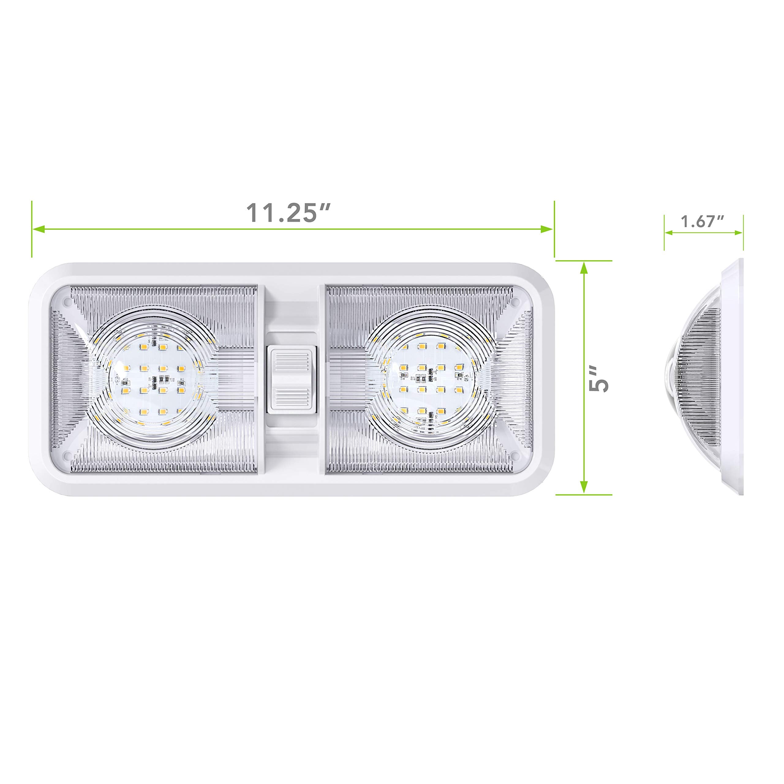 Leisure LED 2-pack RV dome light side view for compact interior spaces