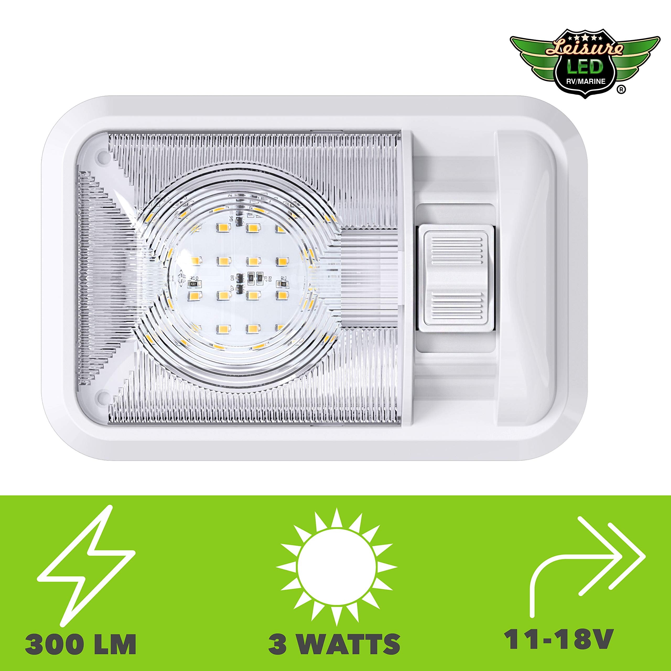 Leisure LED 5-pack mounting holes image shows simple installation options.