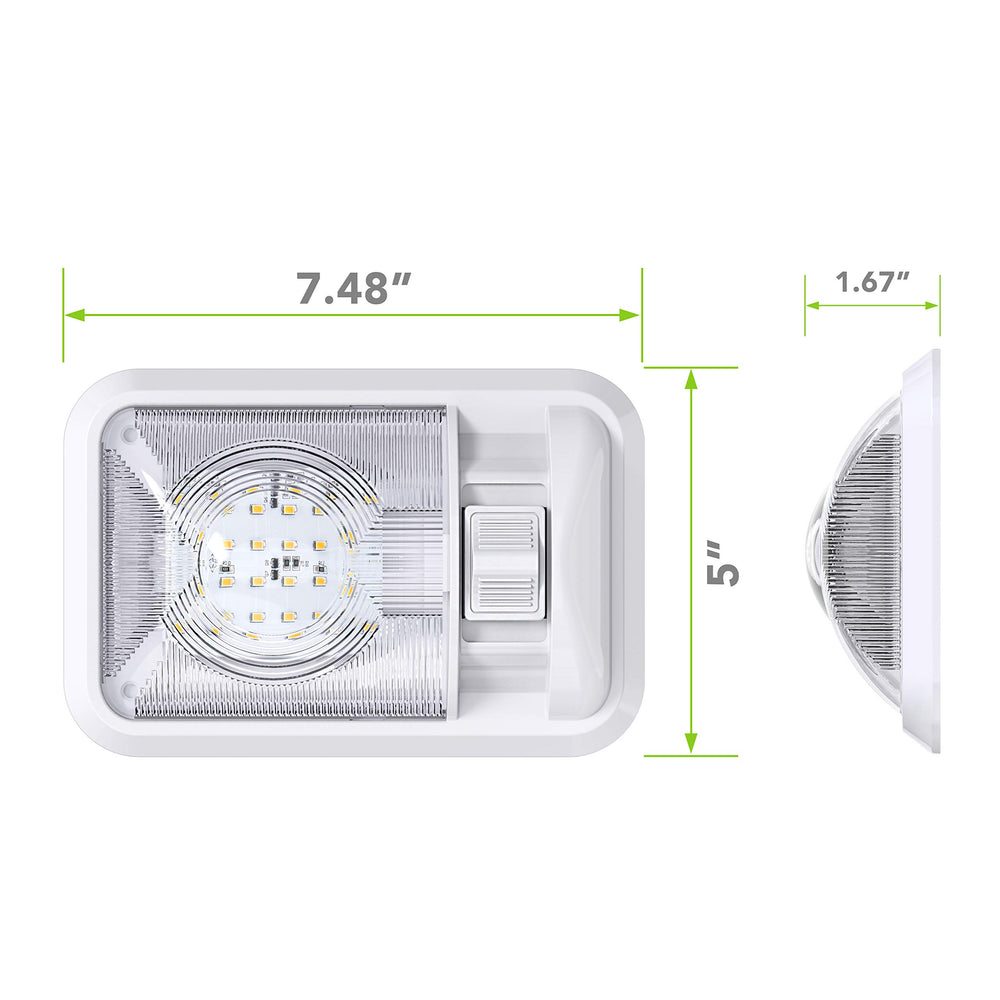 Leisure LED 5-pack 12V RV dome light switch area shows easy on/off control.