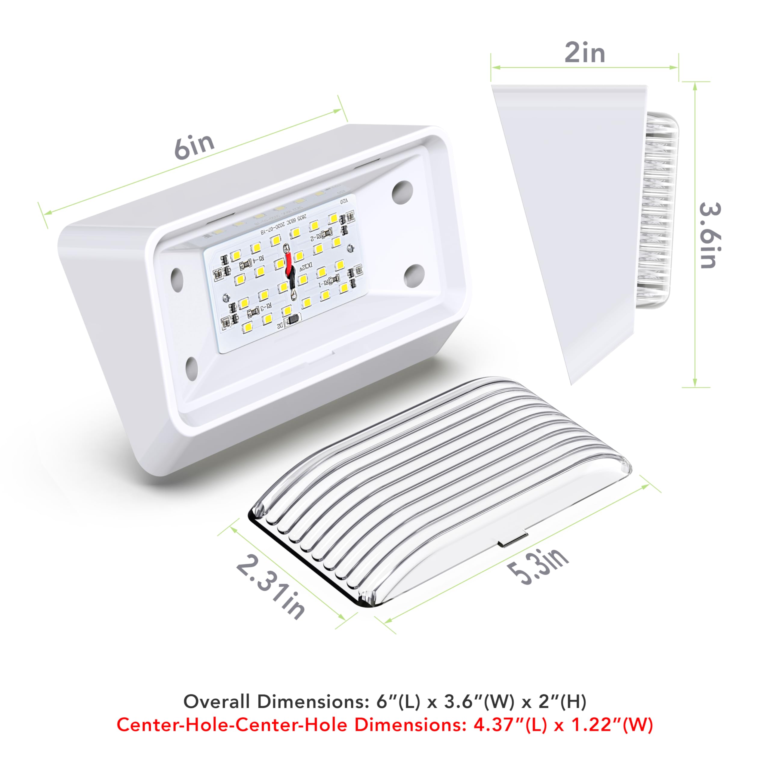 Leisure LED porch light 2-pack closeup in cool white for bright exterior lighting.
