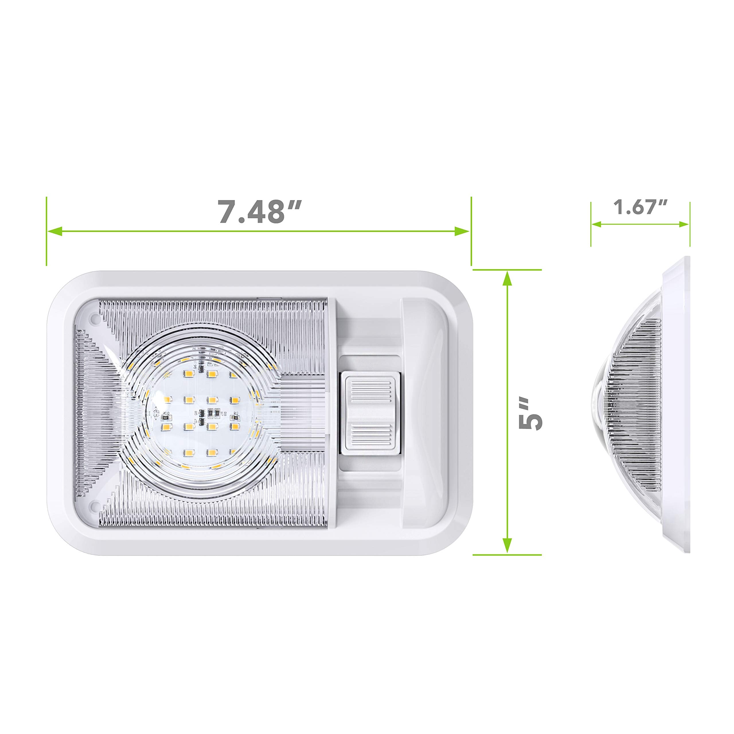 Leisure LED ceiling light showing natural white glow for trailer interiors